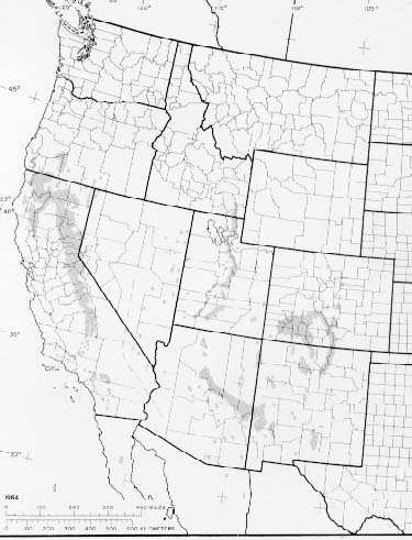 {The native range of Abies concolor}