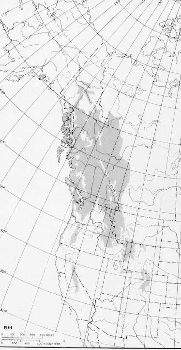 {The native range of Pinus contorta}