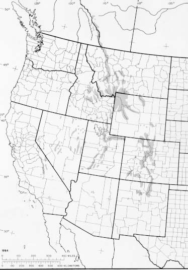 {The native range of Pinus flexilis}