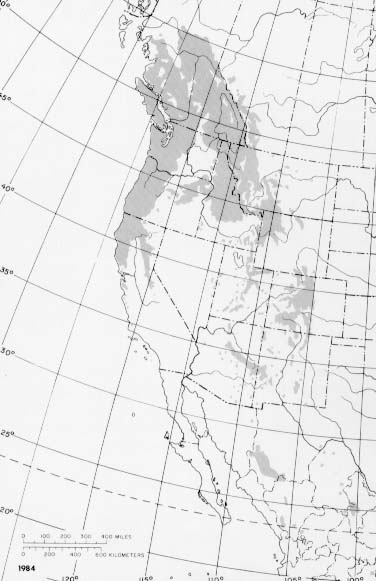 {The native range of Pseudotsuga menziesii}