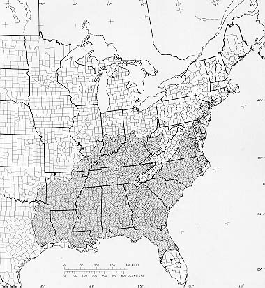 {Native range of Liquidamber styraciflua}