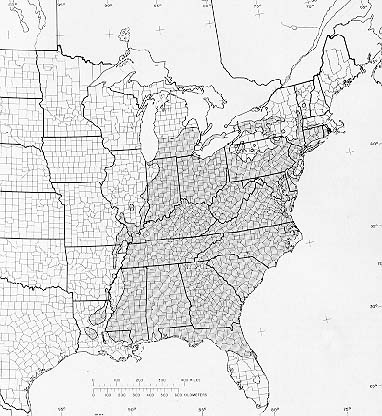 {Native range of Liriodendron tulipifera}
